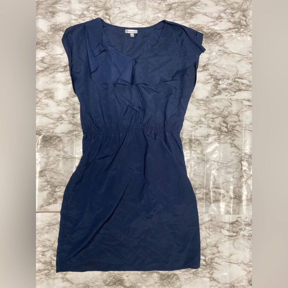Royal blue dress W/ ruffle